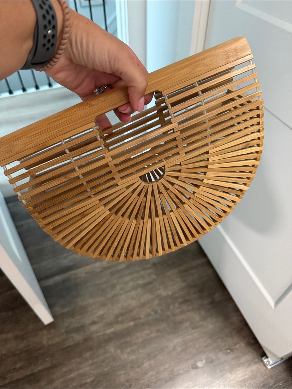 Handheld Bamboo Half-Moon Clutch - Natural